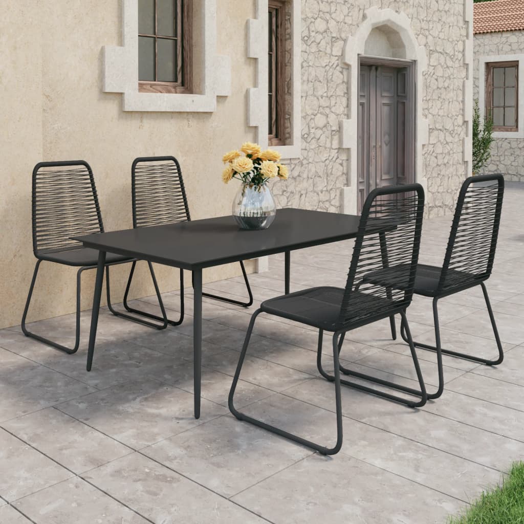 vidaXL 5-Piece Garden Dining Set PVC Rattan Black