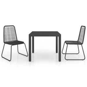 vidaXL 3-Piece Garden Dining Set PVC Rattan Black