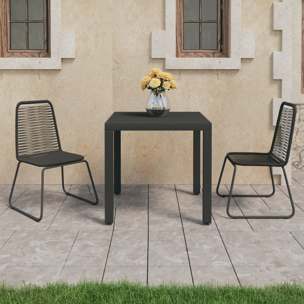 vidaXL 3-Piece Garden Dining Set PVC Rattan Black