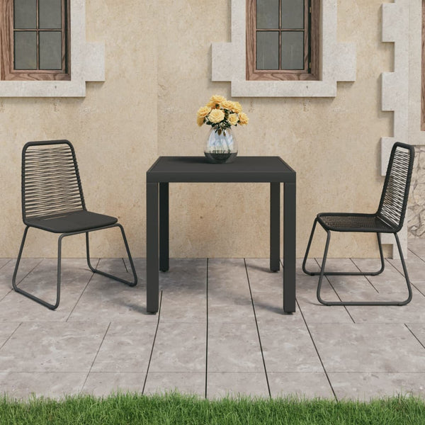 vidaXL 3-Piece Garden Dining Set PVC Rattan Black