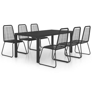 vidaXL 7-Piece Garden Dining Set PVC Rattan Black
