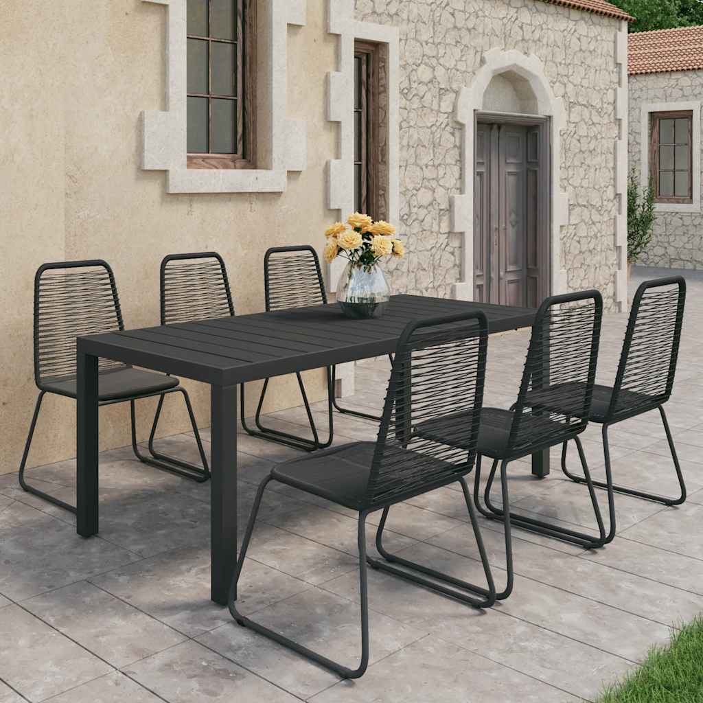 vidaXL 7-Piece Garden Dining Set PVC Rattan Black