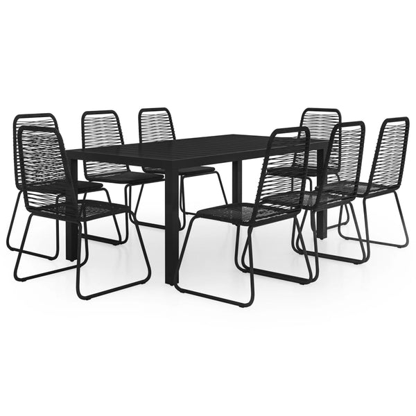 vidaXL 9-piece Garden Dining Set PVC Rattan Black