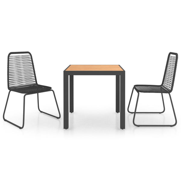 vidaXL 3-Piece Garden Dining Set PVC Rattan Black and Brown