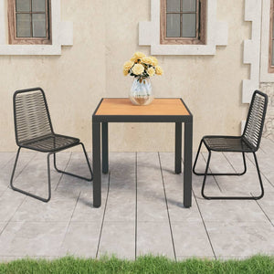 vidaXL 3-Piece Garden Dining Set PVC Rattan Black and Brown