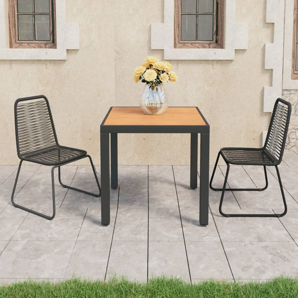 vidaXL 3-Piece Garden Dining Set PVC Rattan Black and Brown