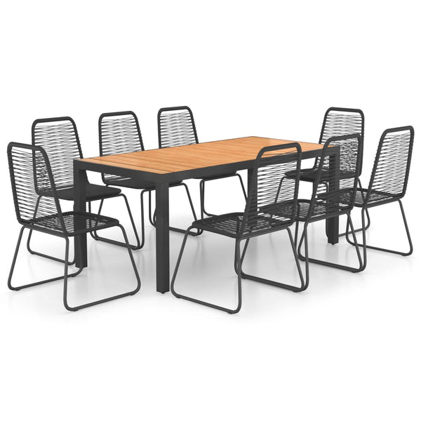 vidaXL 9-piece Garden Dining Set PVC Rattan Black and Brown