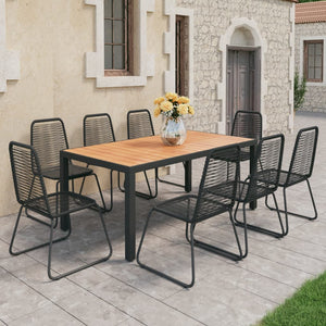 vidaXL 9-piece Garden Dining Set PVC Rattan Black and Brown