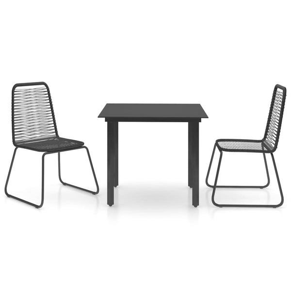vidaXL 3-Piece Garden Dining Set PVC Rattan Black