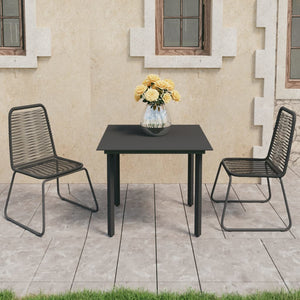 vidaXL 3-Piece Garden Dining Set PVC Rattan Black
