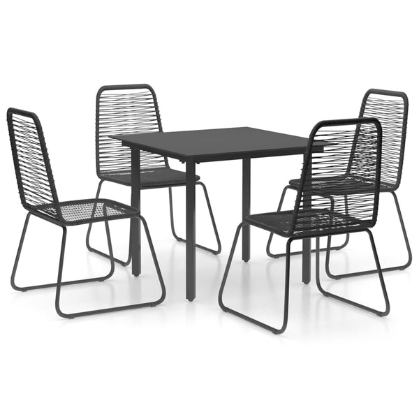 vidaXL 5-Piece Garden Dining Set PVC Rattan Black