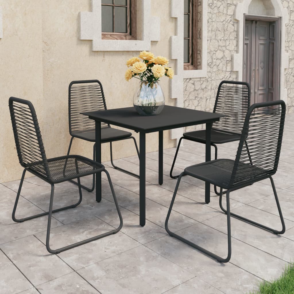 vidaXL 5-Piece Garden Dining Set PVC Rattan Black