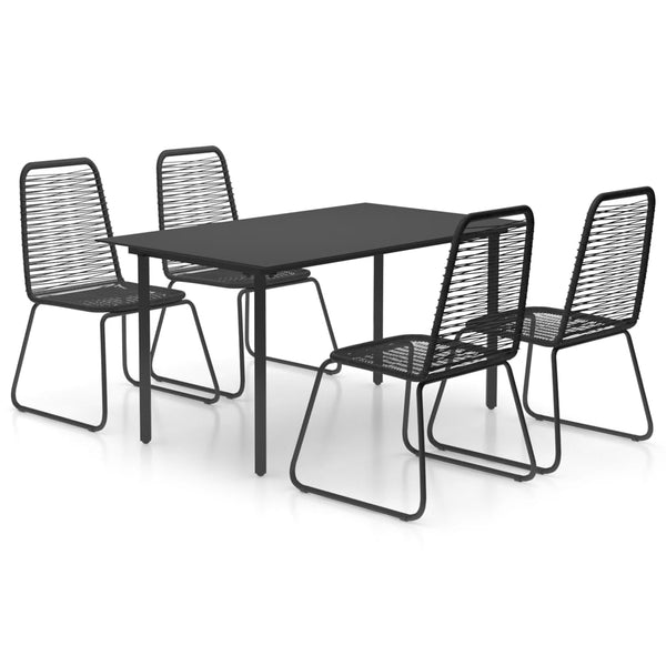 vidaXL 5-Piece Garden Dining Set PVC Rattan Black