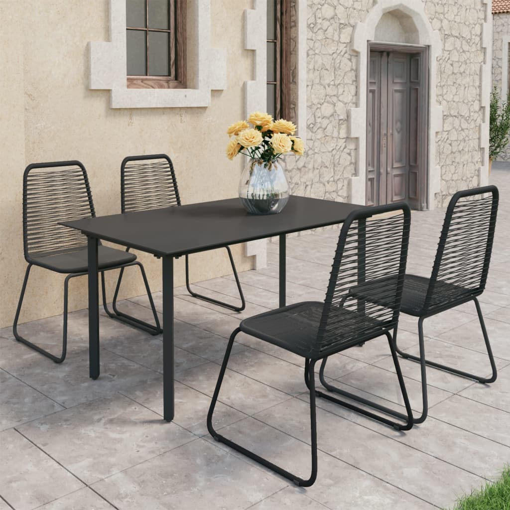 vidaXL 5-Piece Garden Dining Set PVC Rattan Black