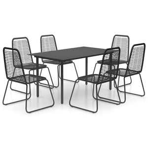 vidaXL 7-Piece Garden Dining Set PVC Rattan Black