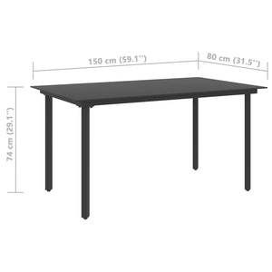 vidaXL 7-Piece Garden Dining Set PVC Rattan Black