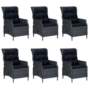 vidaXL 7-Piece Garden Dining Set with Cushions Poly Rattan Dark Grey