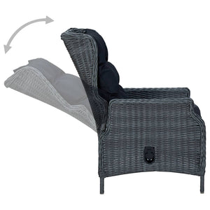vidaXL 7-Piece Garden Dining Set with Cushions Poly Rattan Dark Grey