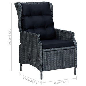 vidaXL 7-Piece Garden Dining Set with Cushions Poly Rattan Dark Grey