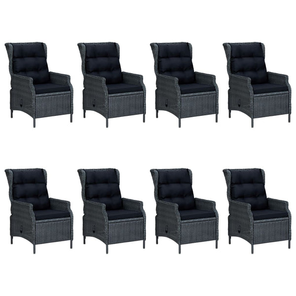 vidaXL 9-piece Garden Dining Set with Cushions Poly Rattan Dark Grey
