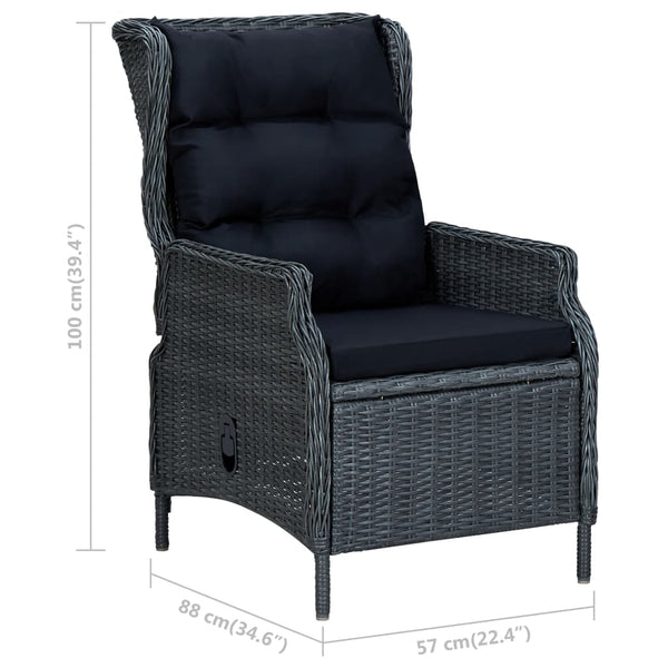 vidaXL 9-piece Garden Dining Set with Cushions Poly Rattan Dark Grey
