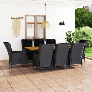 vidaXL 9-piece Garden Dining Set with Cushions Poly Rattan Dark Grey