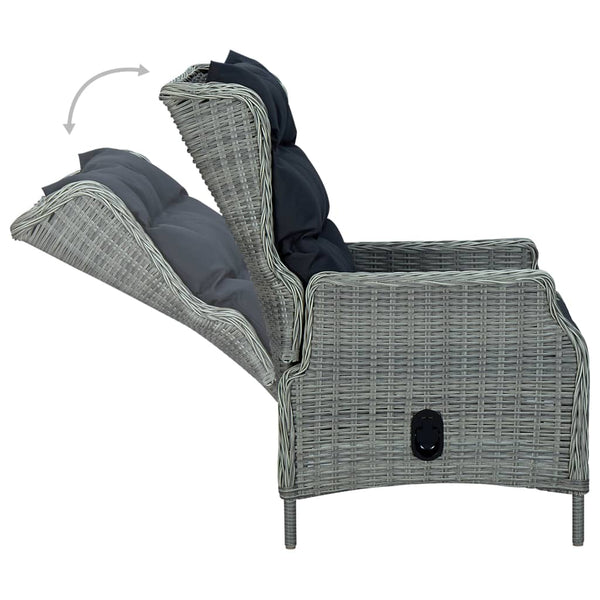 vidaXL 7-Piece Garden Dining Set with Cushions Poly Rattan Light Gray