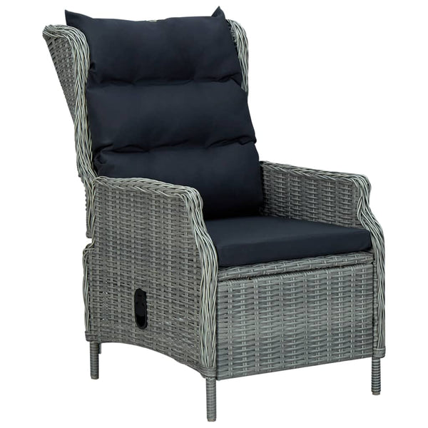 vidaXL 7-Piece Garden Dining Set with Cushions Poly Rattan Light Grey