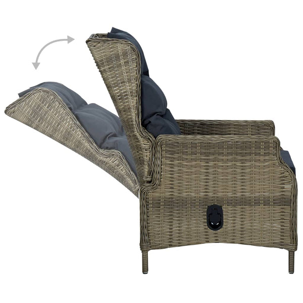 vidaXL 9-piece Garden Dining Set with Cushions Poly Rattan Brown