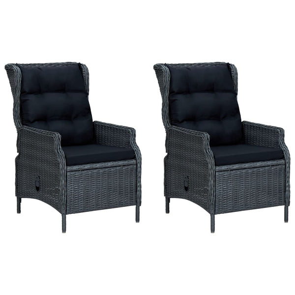 vidaXL 3-Piece Garden Lounge Set with Cushions Poly Rattan Dark Grey