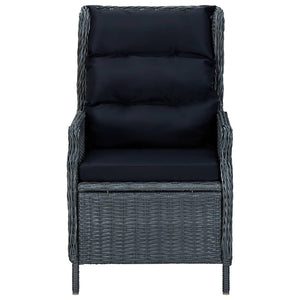 vidaXL 3-Piece Garden Lounge Set with Cushions Poly Rattan Dark Grey
