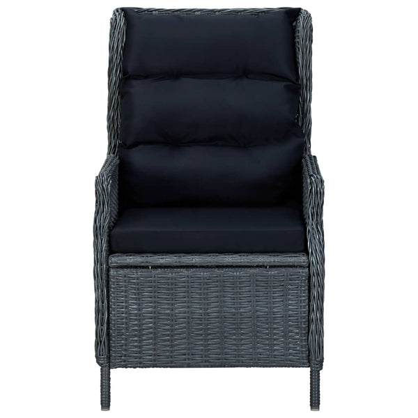 vidaXL 3-Piece Garden Lounge Set with Cushions Poly Rattan Dark Grey
