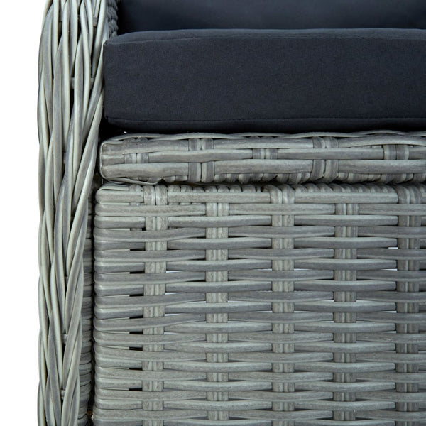 vidaXL 3-Piece Garden Lounge Set with Cushions Poly Rattan Light Gray
