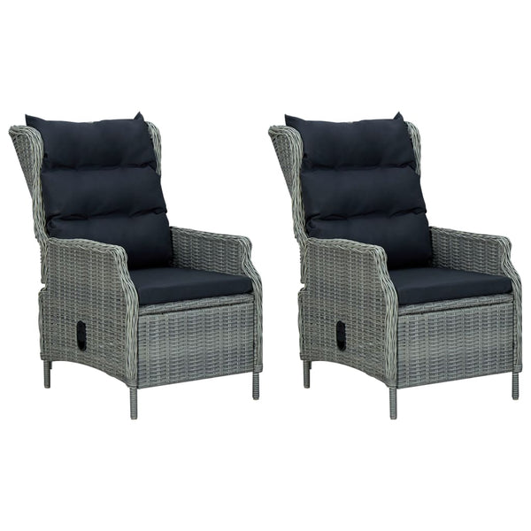 vidaXL 3-Piece Garden Lounge Set with Cushions Poly Rattan Light Gray