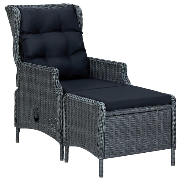 vidaXL 2-Piece Garden Lounge Set with Cushions Poly Rattan Dark Grey