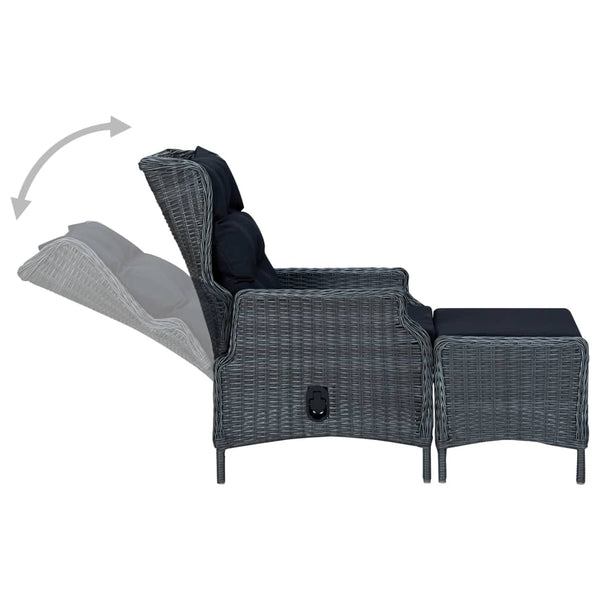 vidaXL 2-Piece Garden Lounge Set with Cushions Poly Rattan Dark Grey
