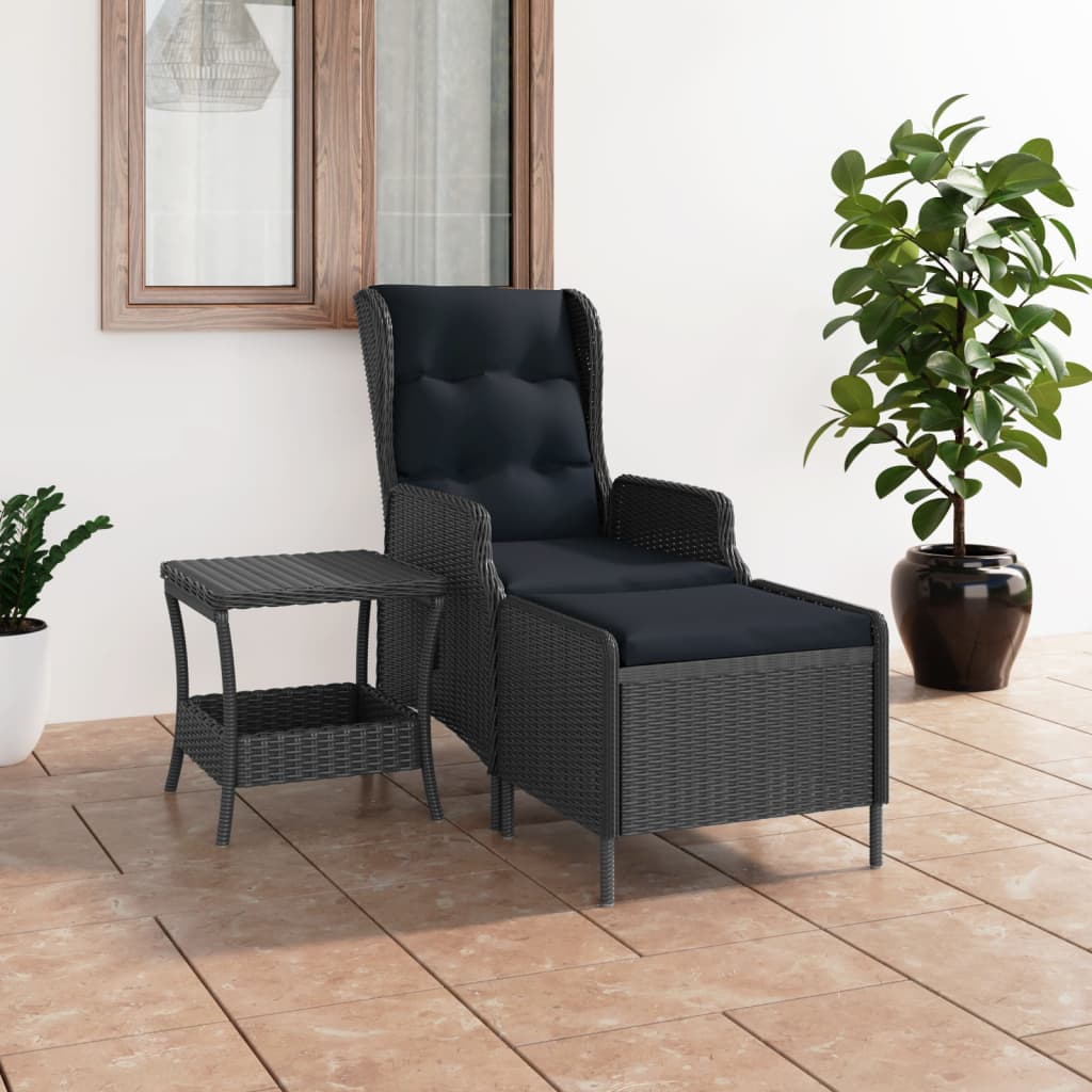 vidaXL 2-Piece Garden Lounge Set with Cushions Poly Rattan Dark Grey