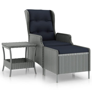 vidaXL 2-Piece Garden Lounge Set with Cushions Poly Rattan Light Grey