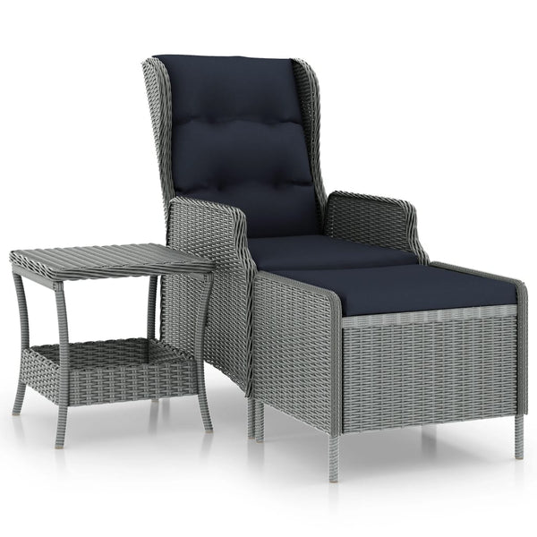 vidaXL 2-Piece Garden Lounge Set with Cushions Poly Rattan Light Grey
