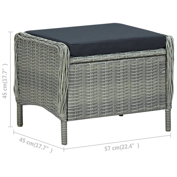 vidaXL 2-Piece Garden Lounge Set with Cushions Poly Rattan Light Grey