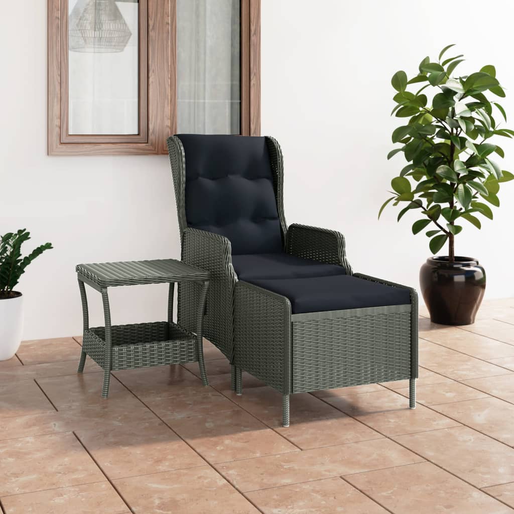 vidaXL 2-Piece Garden Lounge Set with Cushions Poly Rattan Light Grey