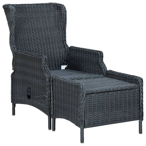 vidaXL 3-Piece Garden Lounge Set with Cushions Poly Rattan Dark Grey