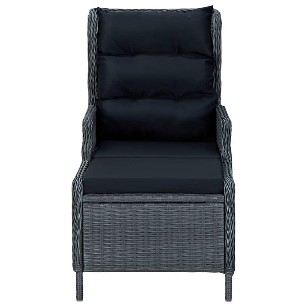 vidaXL 3-Piece Garden Lounge Set with Cushions Poly Rattan Dark Grey
