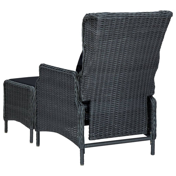 vidaXL 3-Piece Garden Lounge Set with Cushions Poly Rattan Dark Grey