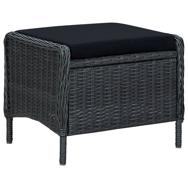vidaXL 3-Piece Garden Lounge Set with Cushions Poly Rattan Dark Grey