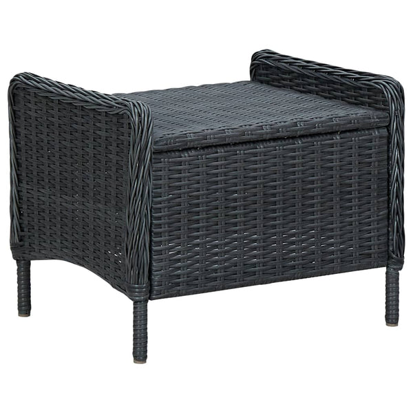 vidaXL 3-Piece Garden Lounge Set with Cushions Poly Rattan Dark Grey