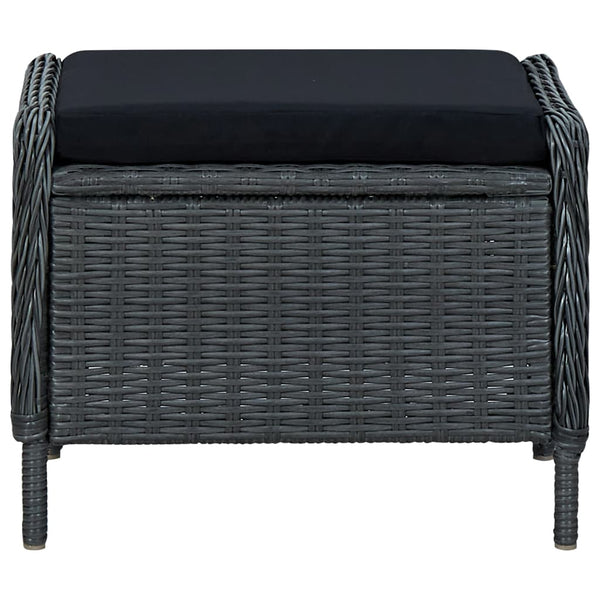 vidaXL 3-Piece Garden Lounge Set with Cushions Poly Rattan Dark Grey