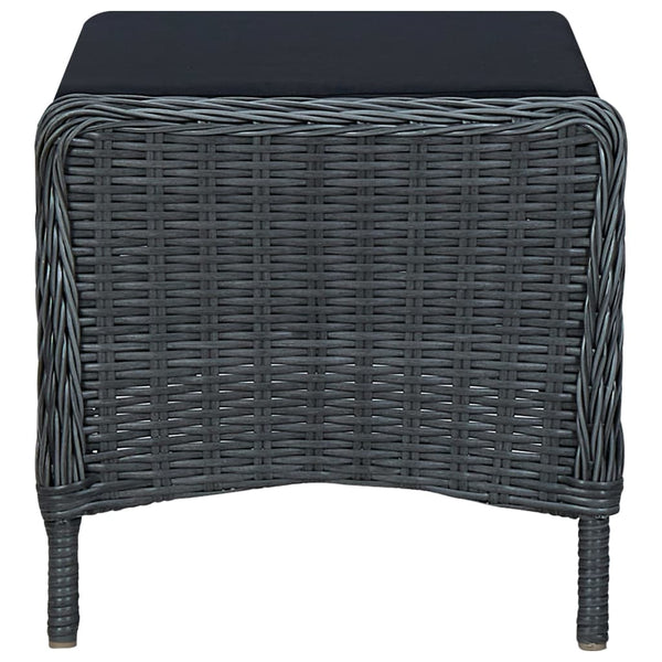 vidaXL 3-Piece Garden Lounge Set with Cushions Poly Rattan Dark Grey