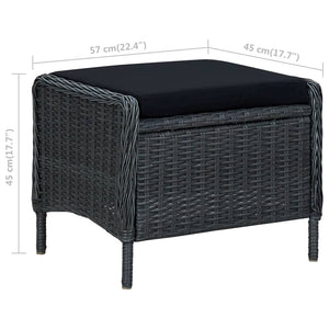 vidaXL 3-Piece Garden Lounge Set with Cushions Poly Rattan Dark Grey