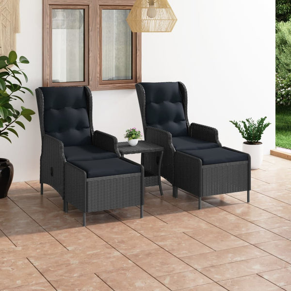 vidaXL 3-Piece Garden Lounge Set with Cushions Poly Rattan Dark Grey